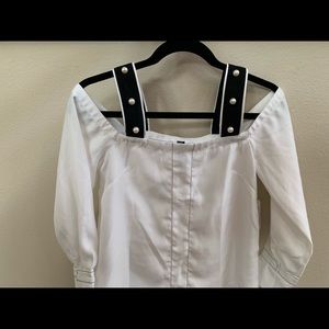 Design Lab Lord & Taylor White Cold Shoulder Top